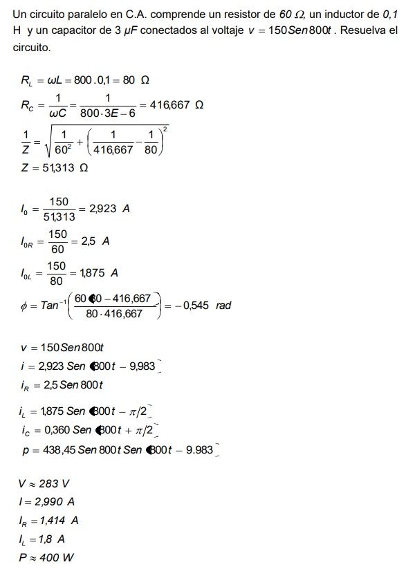circuito rlc paralelo resuelto