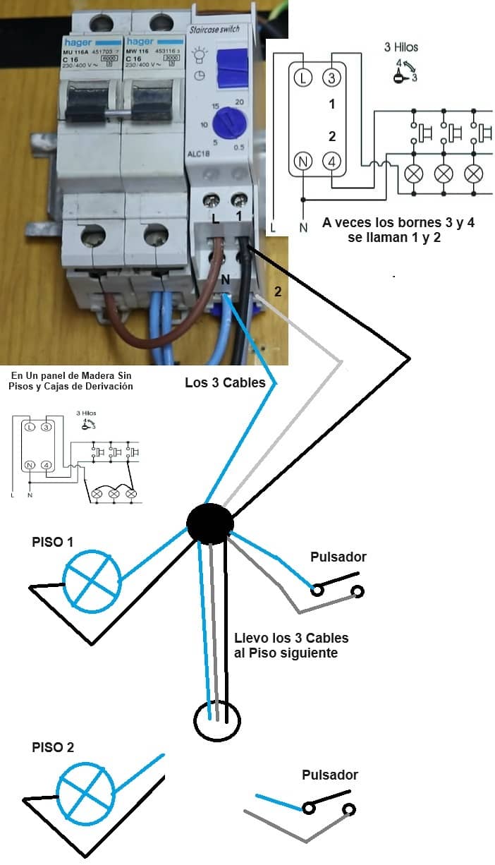 Minutero de escalera electromecánica4 cables con conexión para