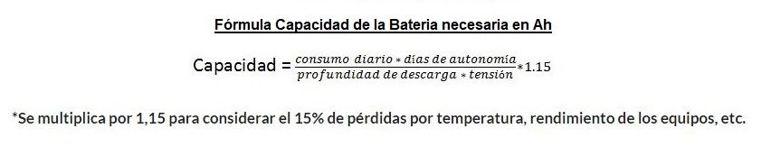 capacidad de bateria fotovoltaica