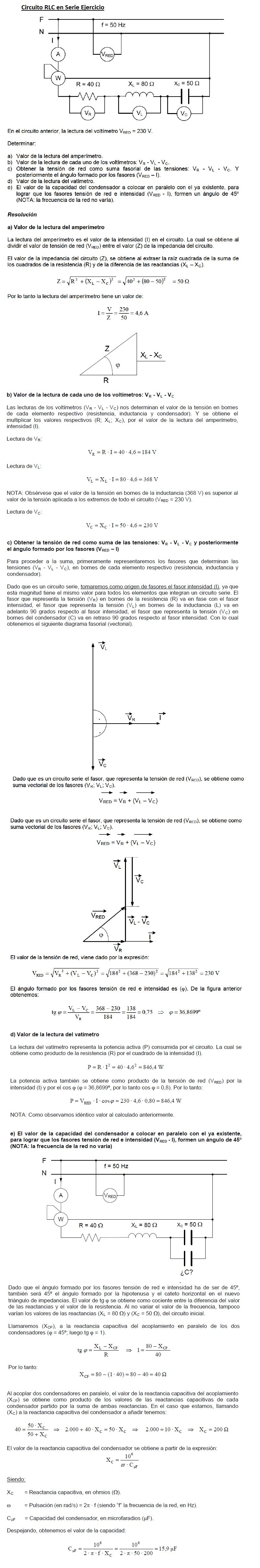 circuito rlc alterna ejercicio