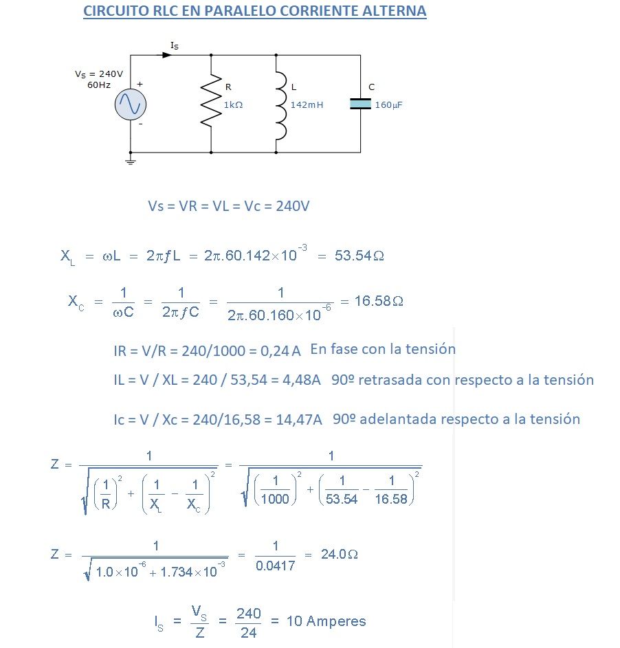 circuito rlc en paralelo alterna