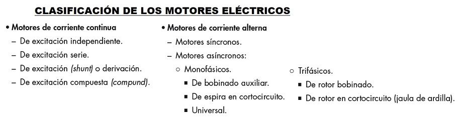 clasificacio de los motores electricos