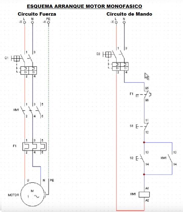 esquema arranque motor monofasico