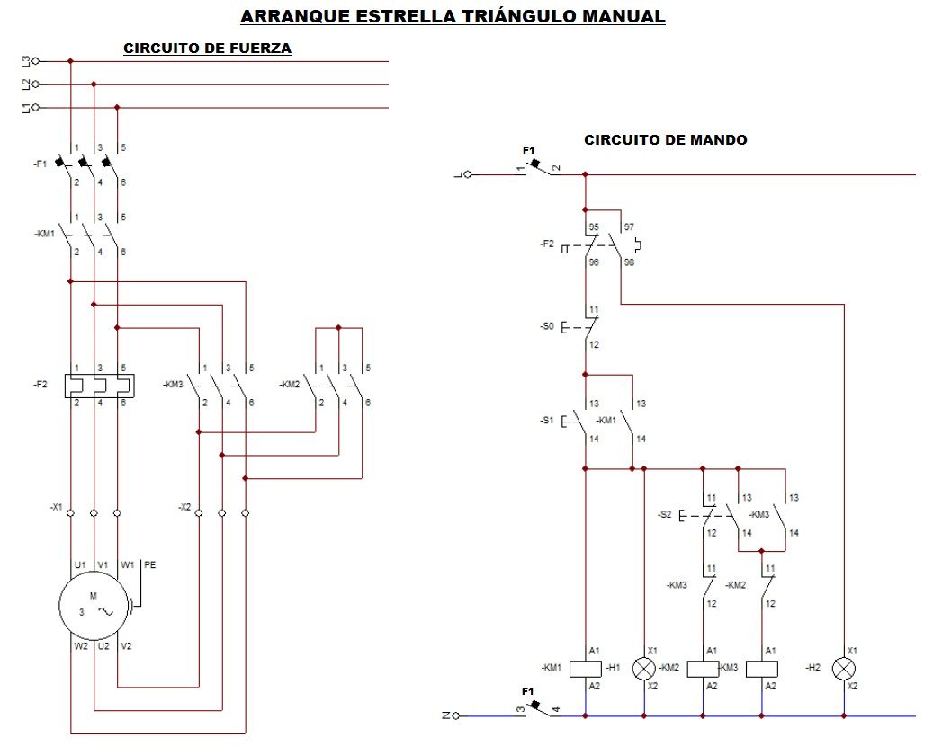 esquema estrella triángulo de forma manual