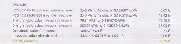 factura de la luz