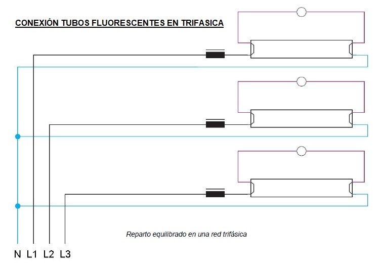 fluorecentes en trifasica