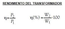 rendimiento del transformador