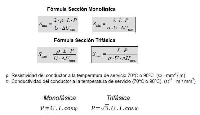 Calculo Seccion Cables Secciones de los Cables Conductores