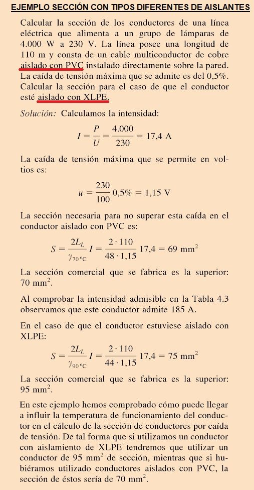 secciones pvc xlpe