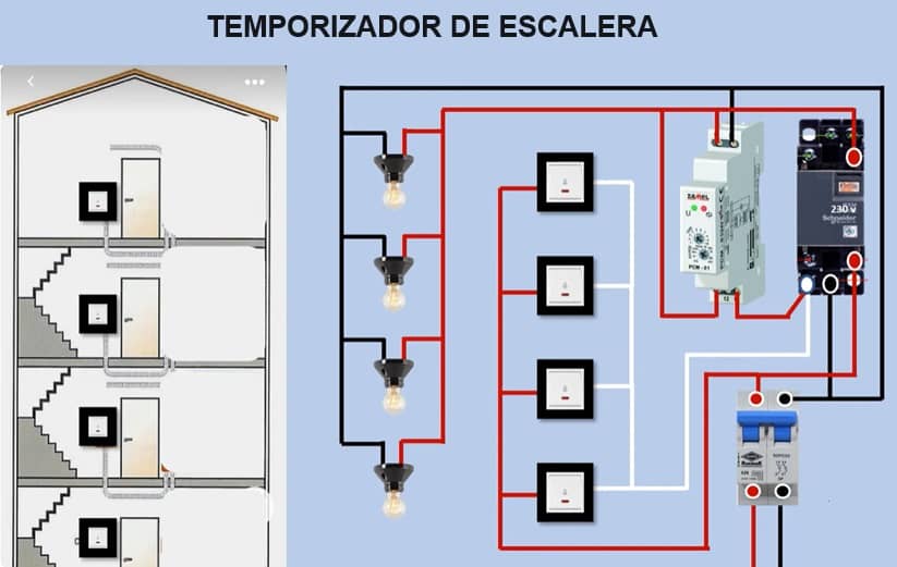 Minutero de escalera a 3 hilos - Dispositivos Temporizados