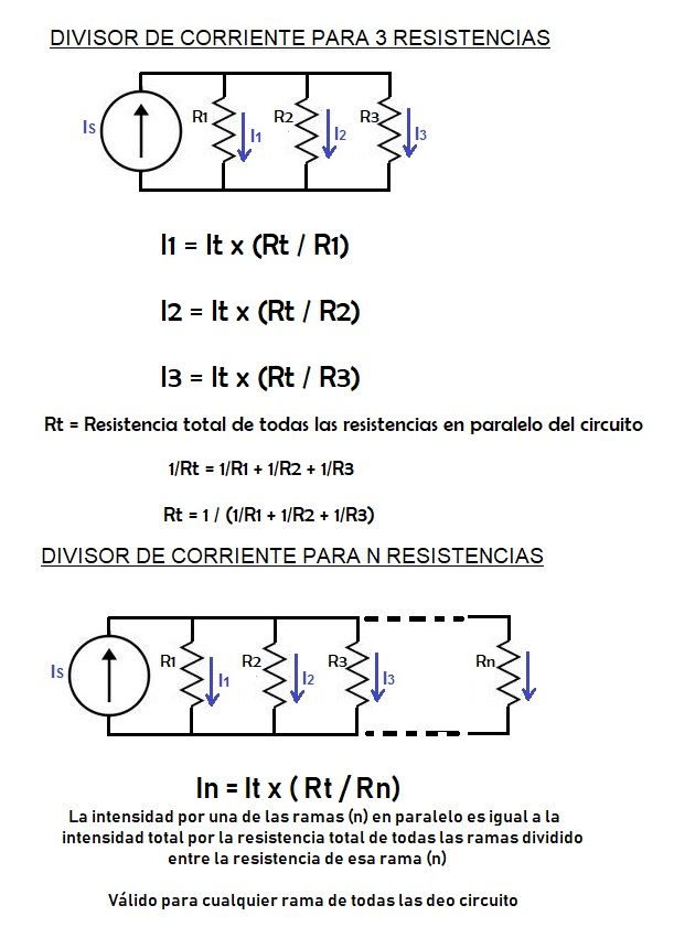 divisor de corriente 3 resistencias