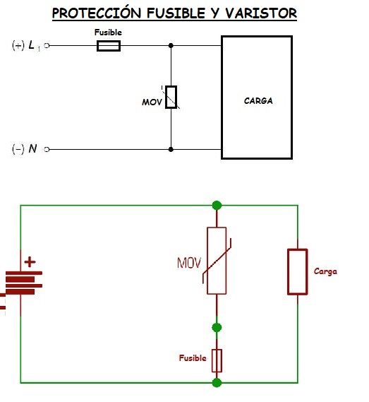 proteccion con fusible y con varistor